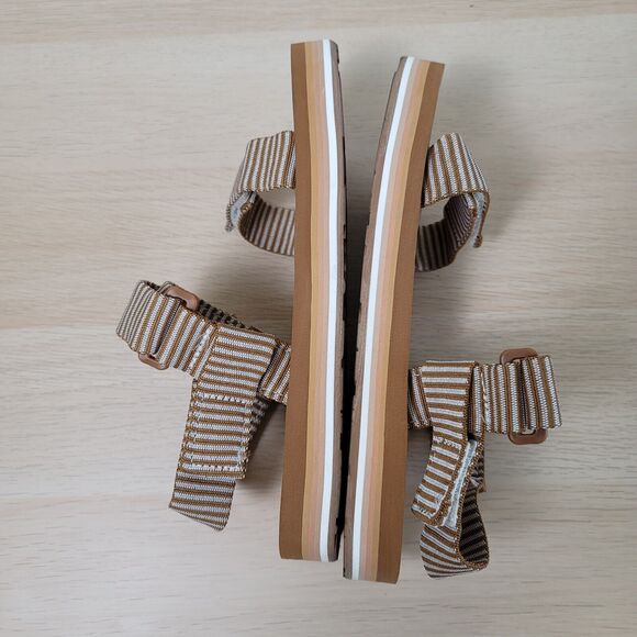 Roxy Brown and White Striped Sandals - Picture 6 of 9